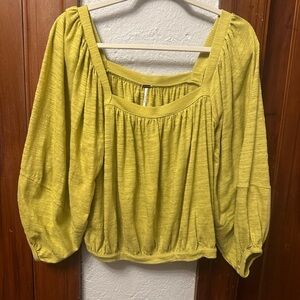 Free People Sun setter Yellow Square Neck Women's Top